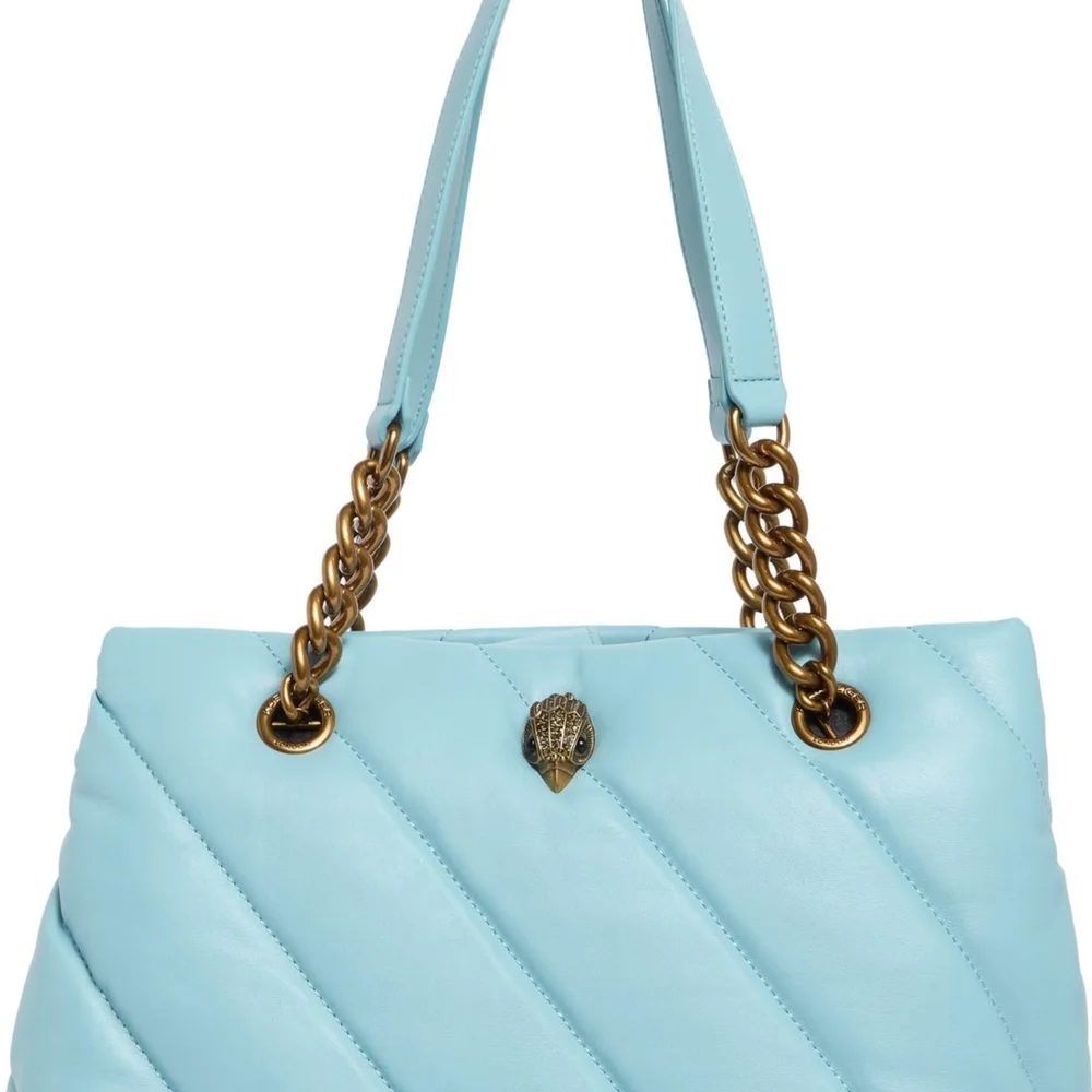 Kurt Geiger Light Blue Quilted Shoulder Bag with Gold Chain - Picture 12 of 14